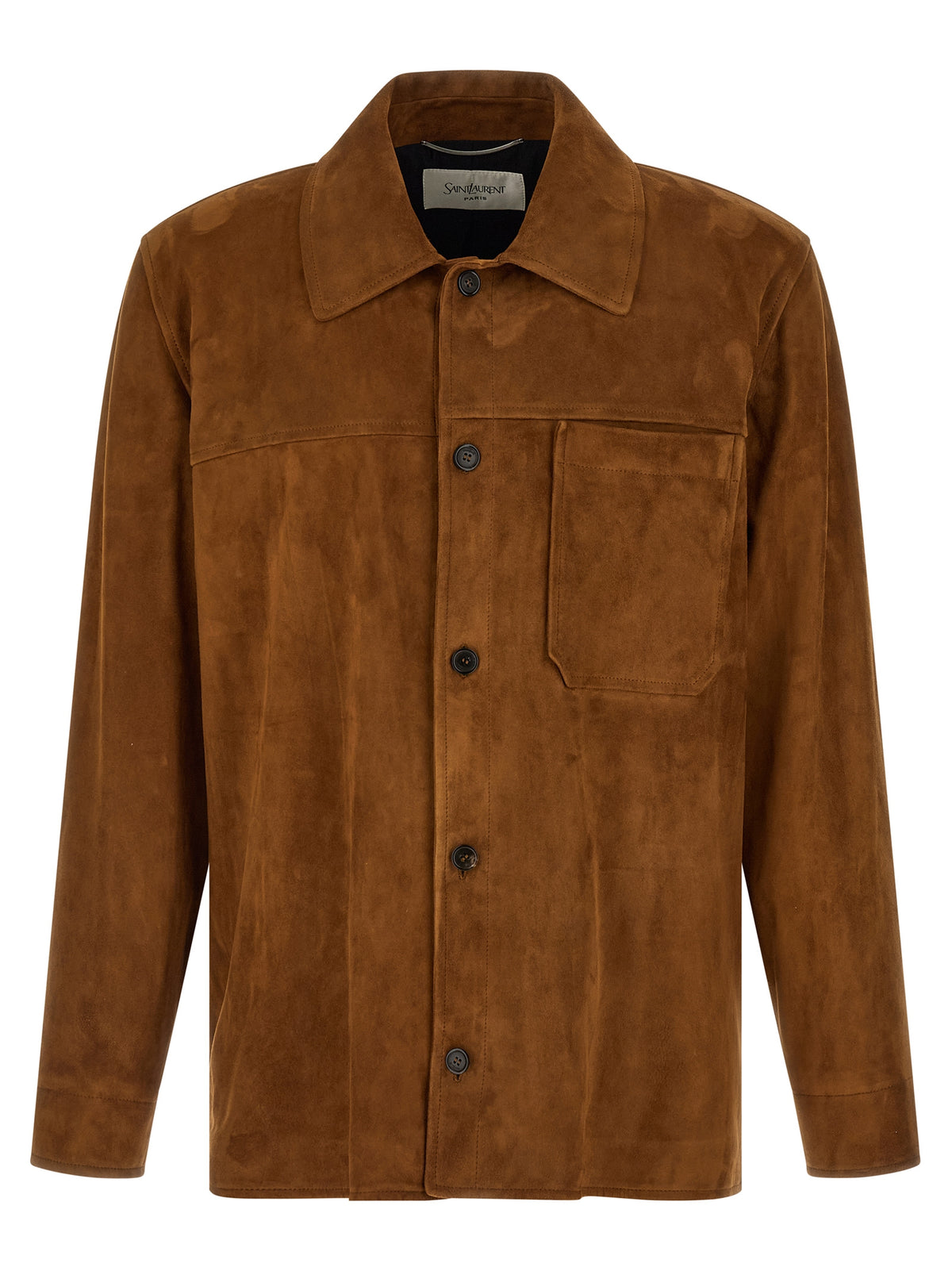 Blouson en cuir d'agneau marron Saint Laurent