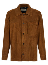 Blouson en cuir d'agneau marron Saint Laurent
