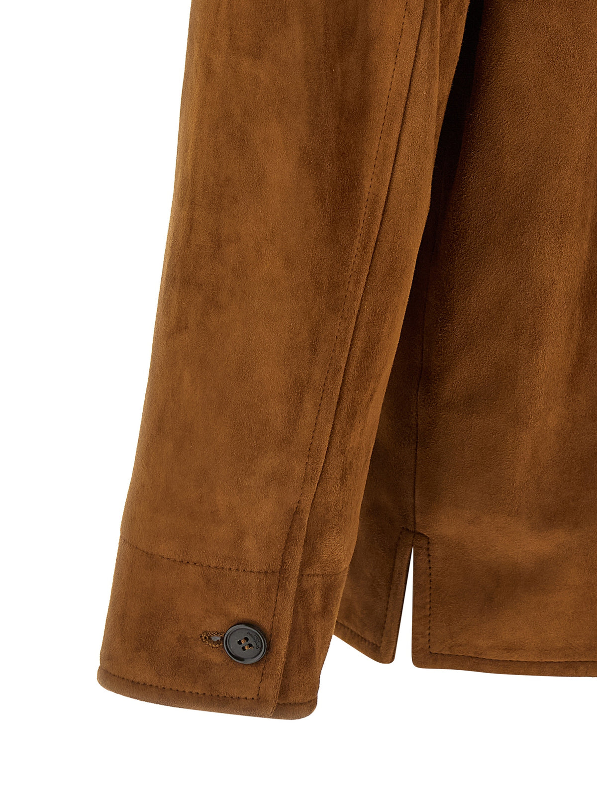Blouson en cuir d'agneau marron Saint Laurent