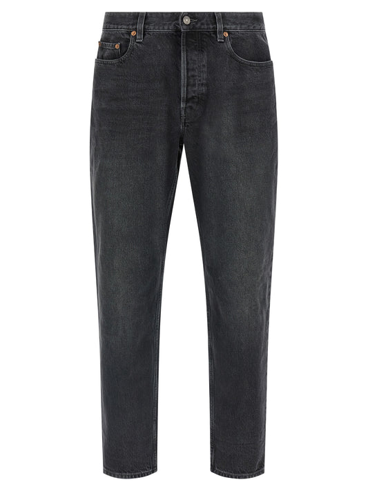 Saint Laurent Mick Black Cotton Straight-Leg Jeans