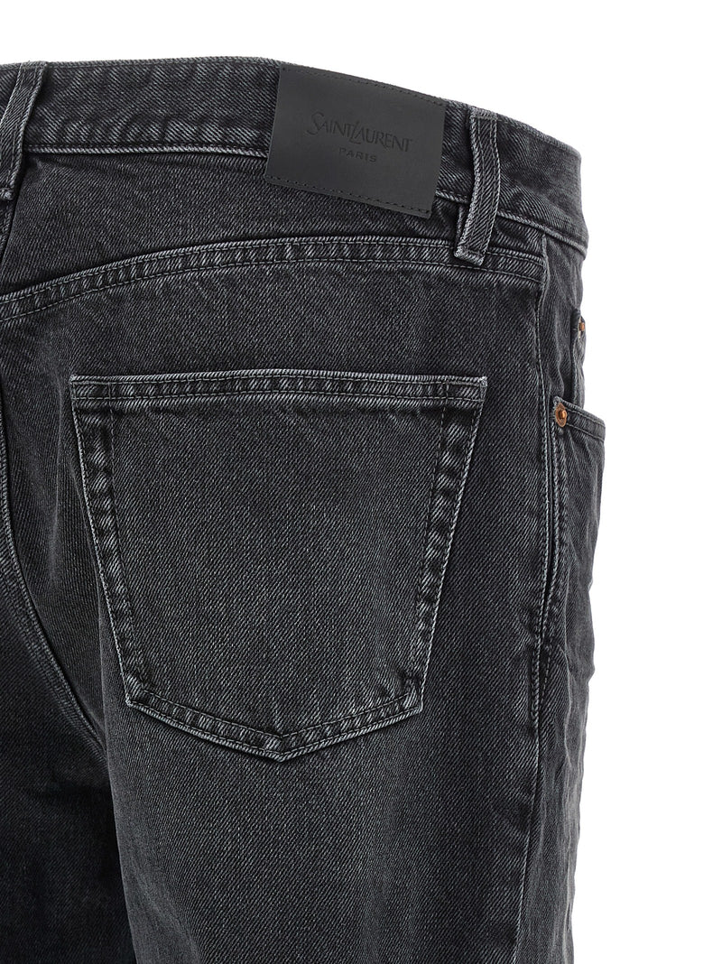 Saint Laurent Mick Black Cotton Straight-Leg Jeans