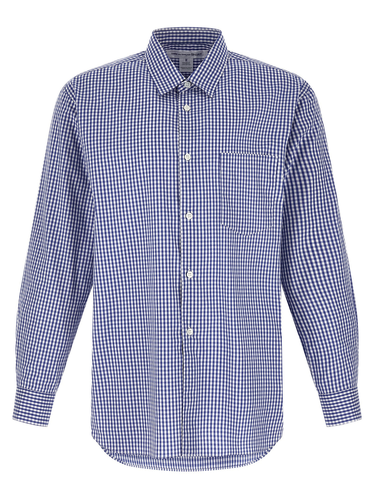 Comme Des Garçons Blue Cotton Vichy Print Blouse