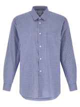 Comme Des Garçons Blue Cotton Vichy Print Blouse