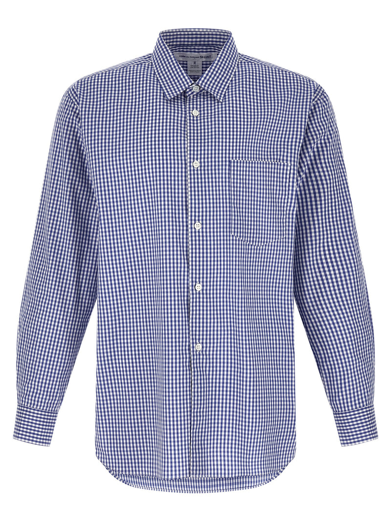 Comme Des Garçons Blue Cotton Vichy Print Blouse