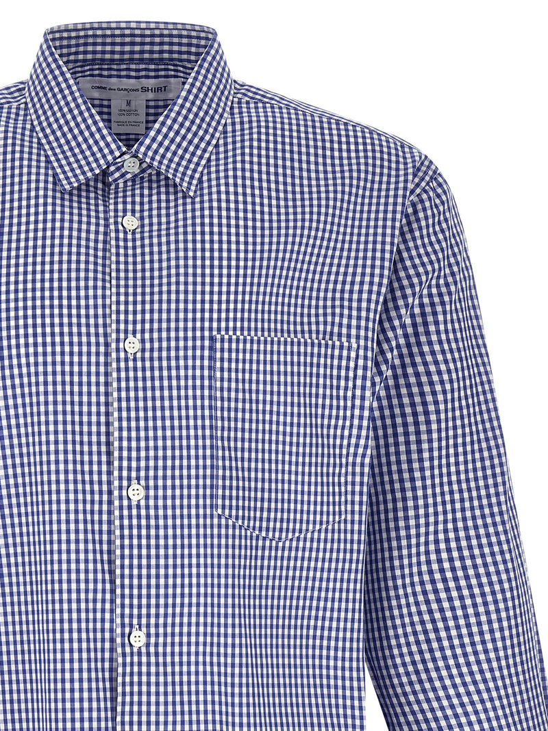 Comme Des Garçons Blue Cotton Vichy Print Blouse