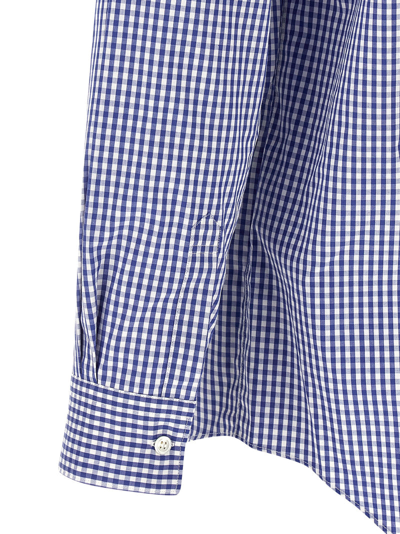 Comme Des Garçons Blue Cotton Vichy Print Blouse
