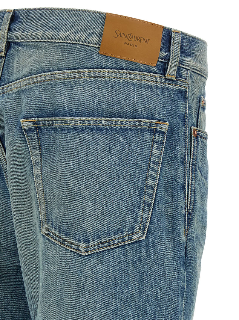 Jeans droit en coton bleu Saint Laurent