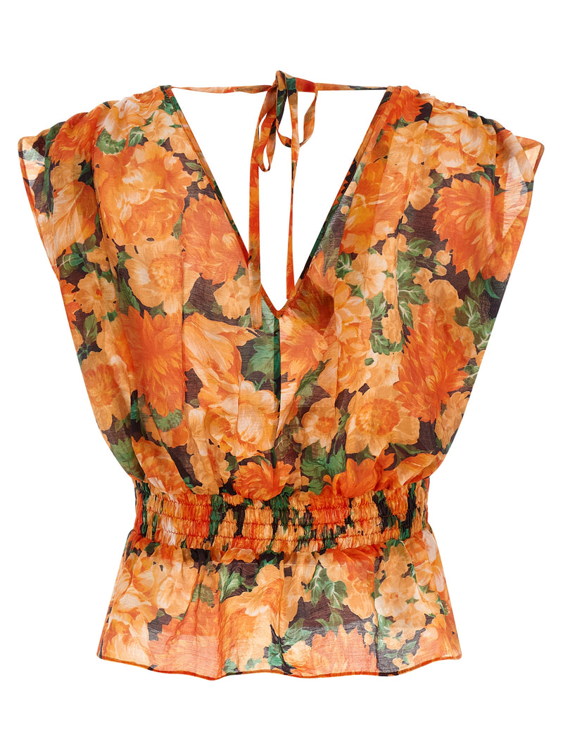 PINKO Orange Lyocell Pattern Shirt