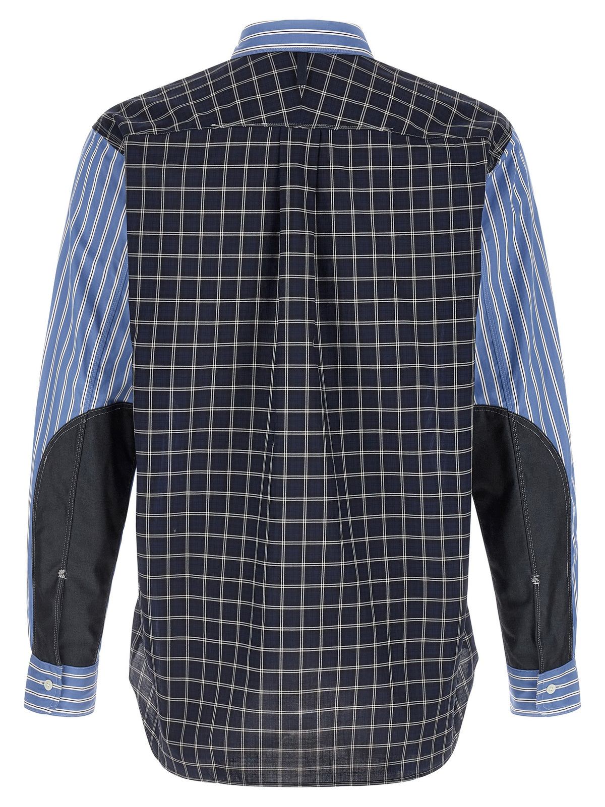 Junya Watanabe Blue Cotton Blouse with Bold Patchwork Design