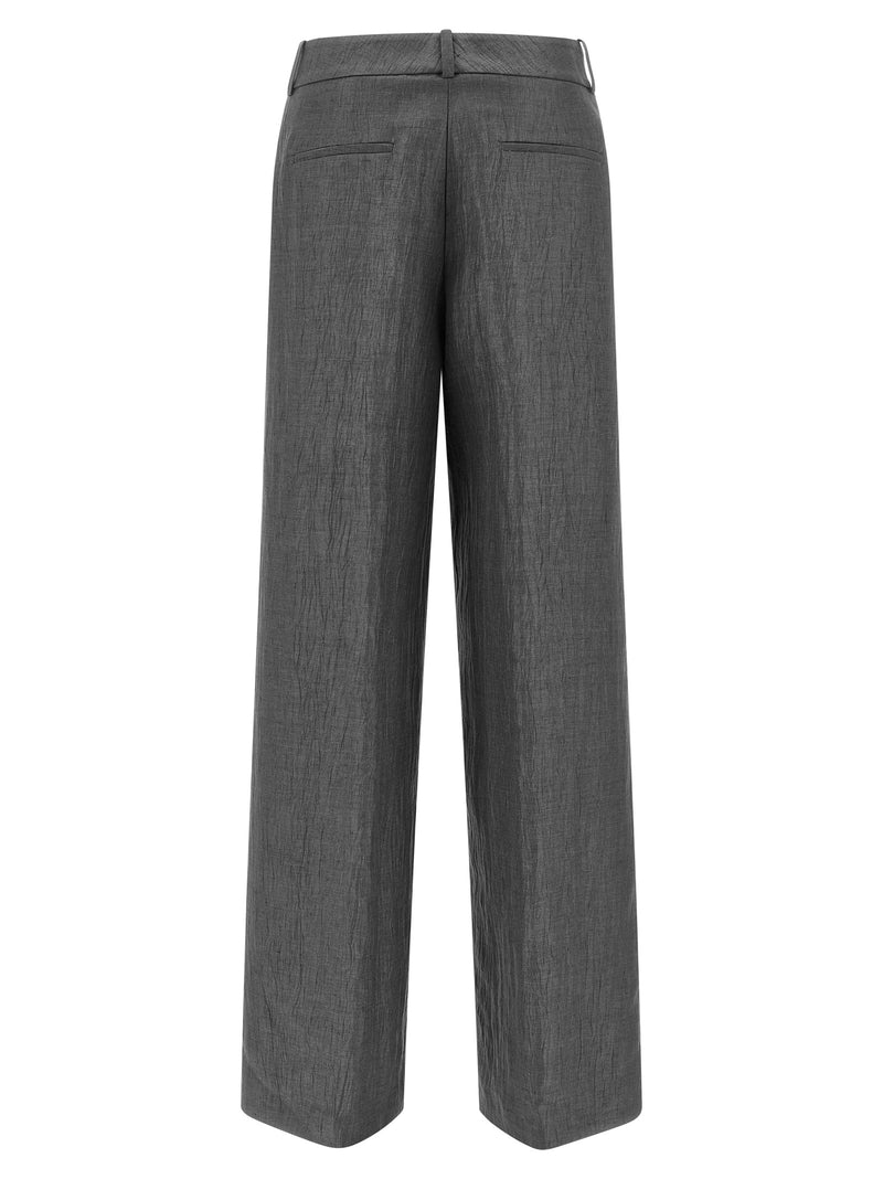 Peserico Gray Linen Casual Pants