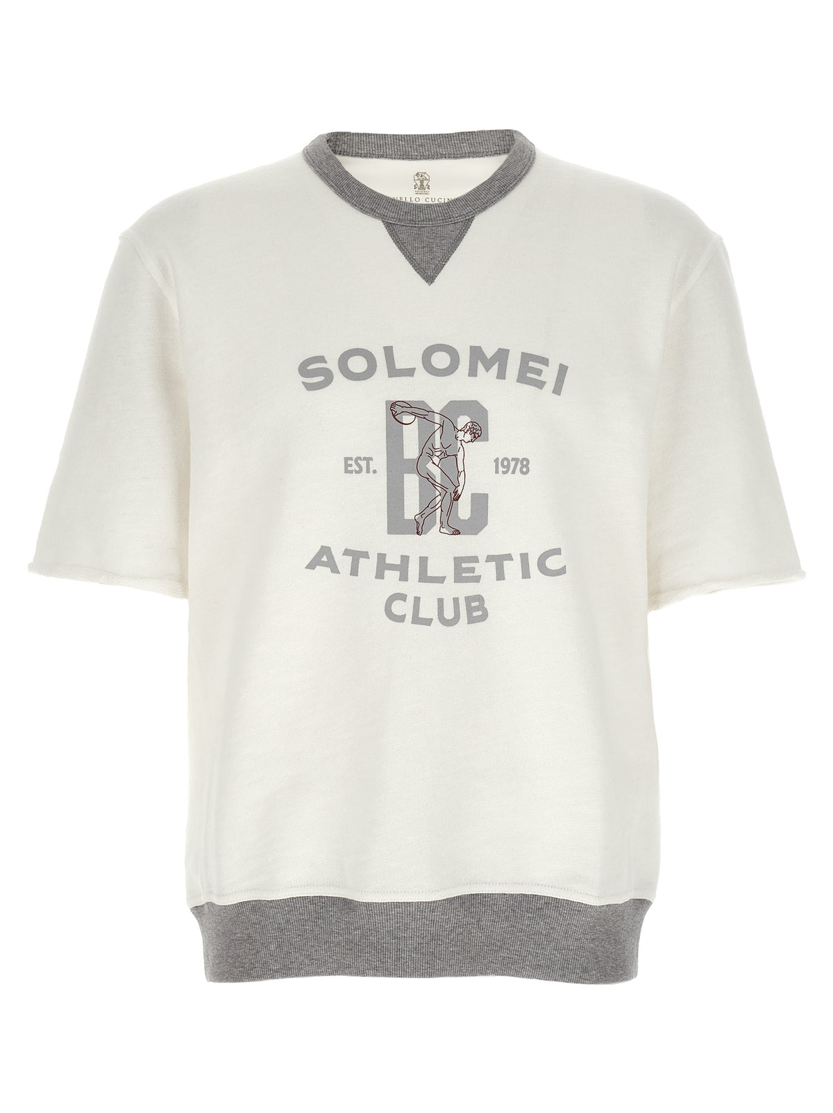Sweat-shirt en coton blanc Brunello Cucinelli