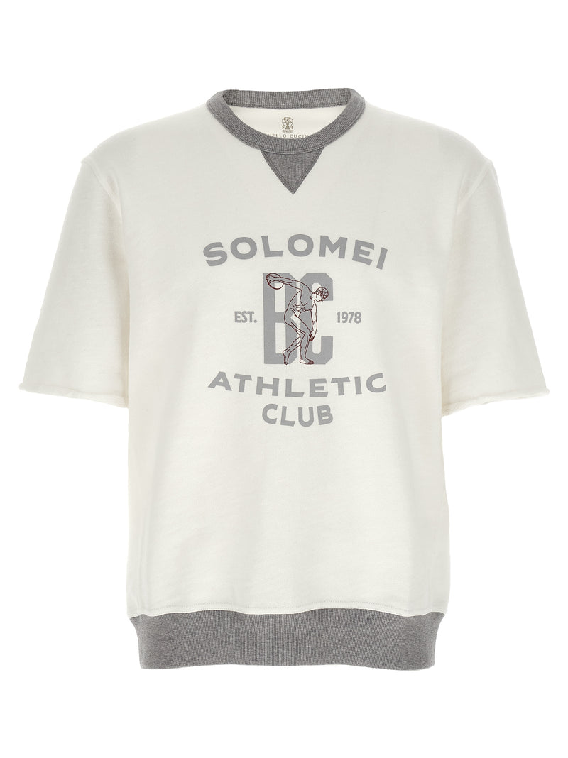 Sweat-shirt en coton blanc Brunello Cucinelli