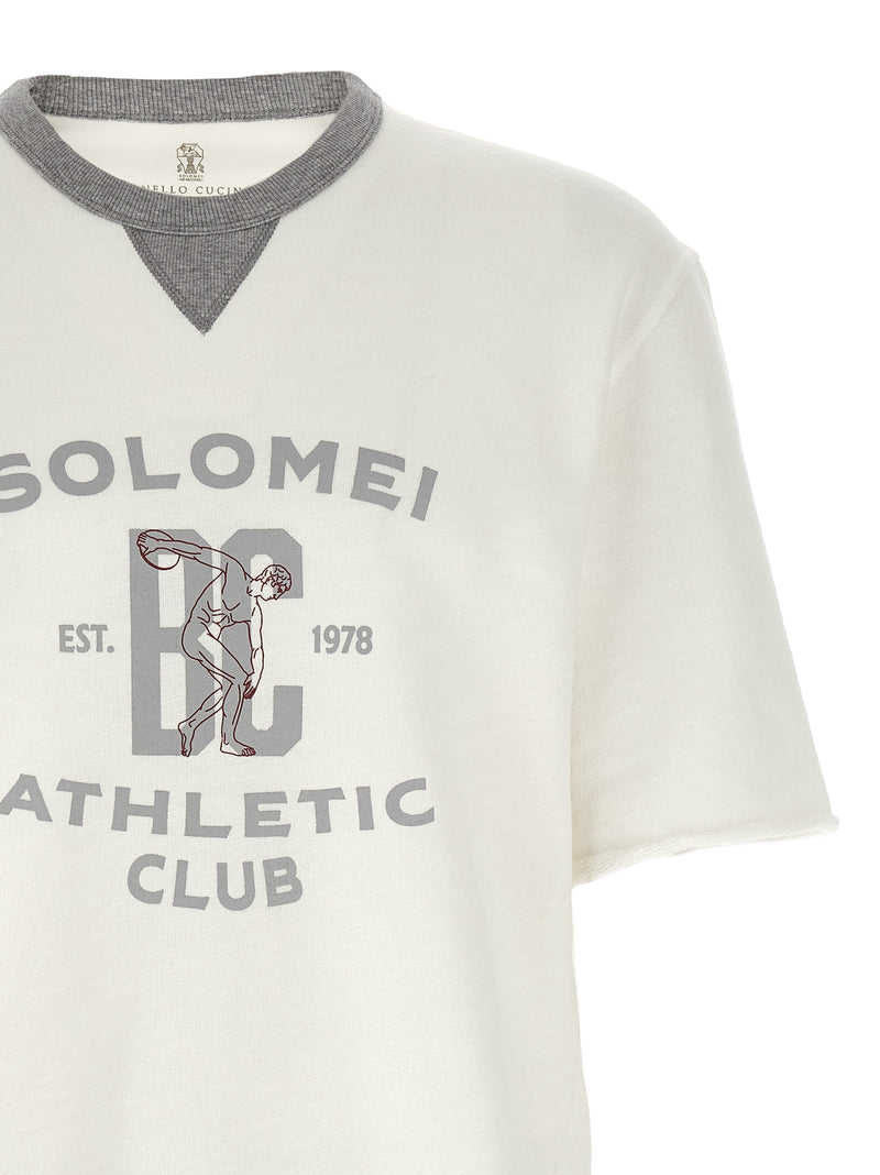 Sweat-shirt en coton blanc Brunello Cucinelli
