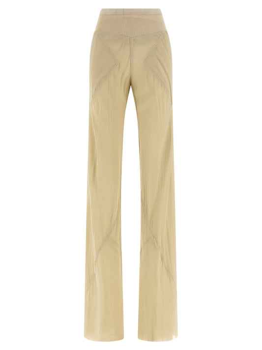 Pantalon évasé Rick Owens en soie beige