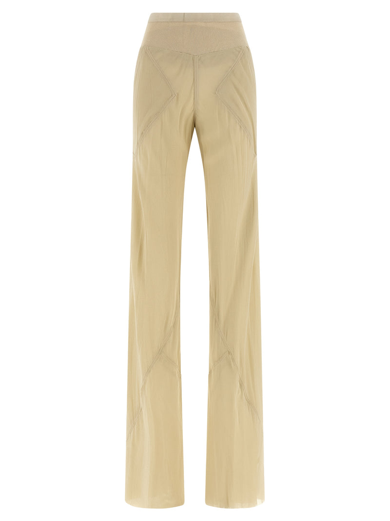 Pantalon évasé Rick Owens en soie beige