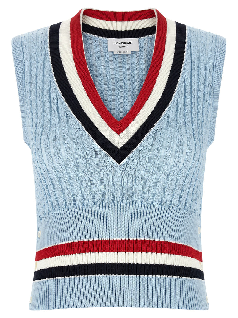 Thom Browne Blue Cotton Sleeveless Jacket