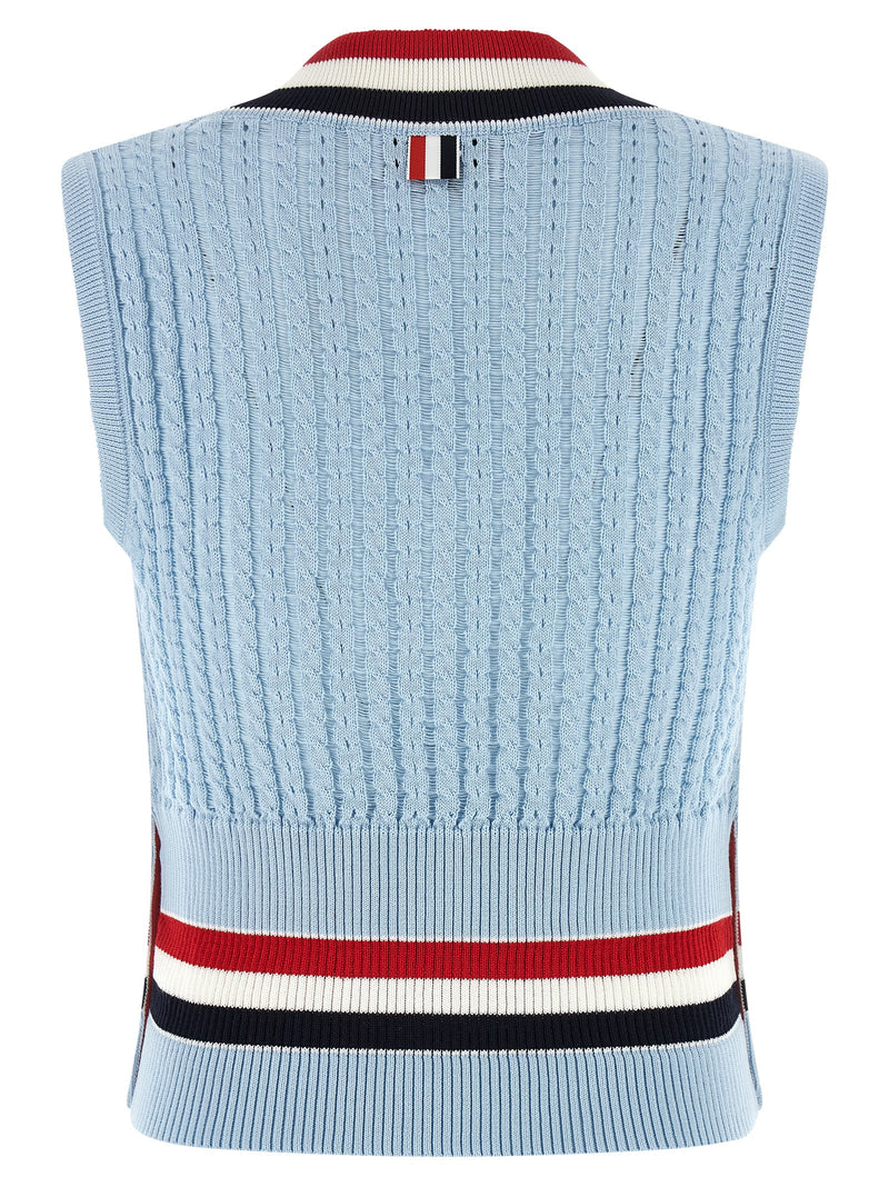 Thom Browne Blue Cotton Sleeveless Jacket