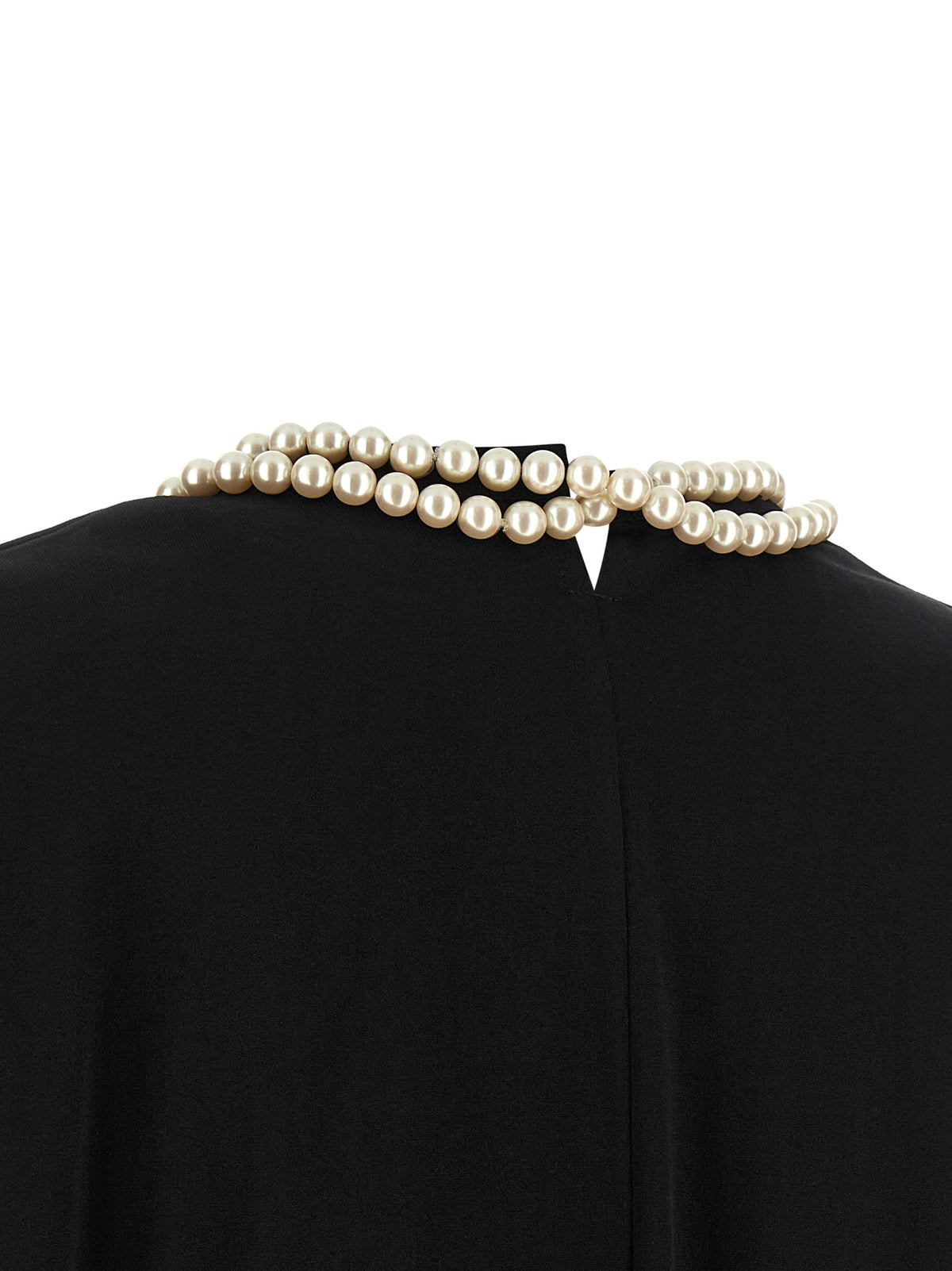 Junya Watanabe Black Cotton T-Shirt with Pearl Necklace