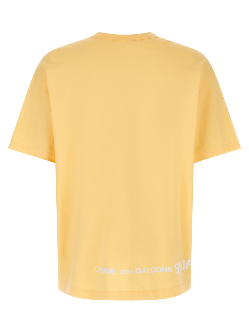 Comme Des Garçons Orange Cotton T-Shirt with Logo Print