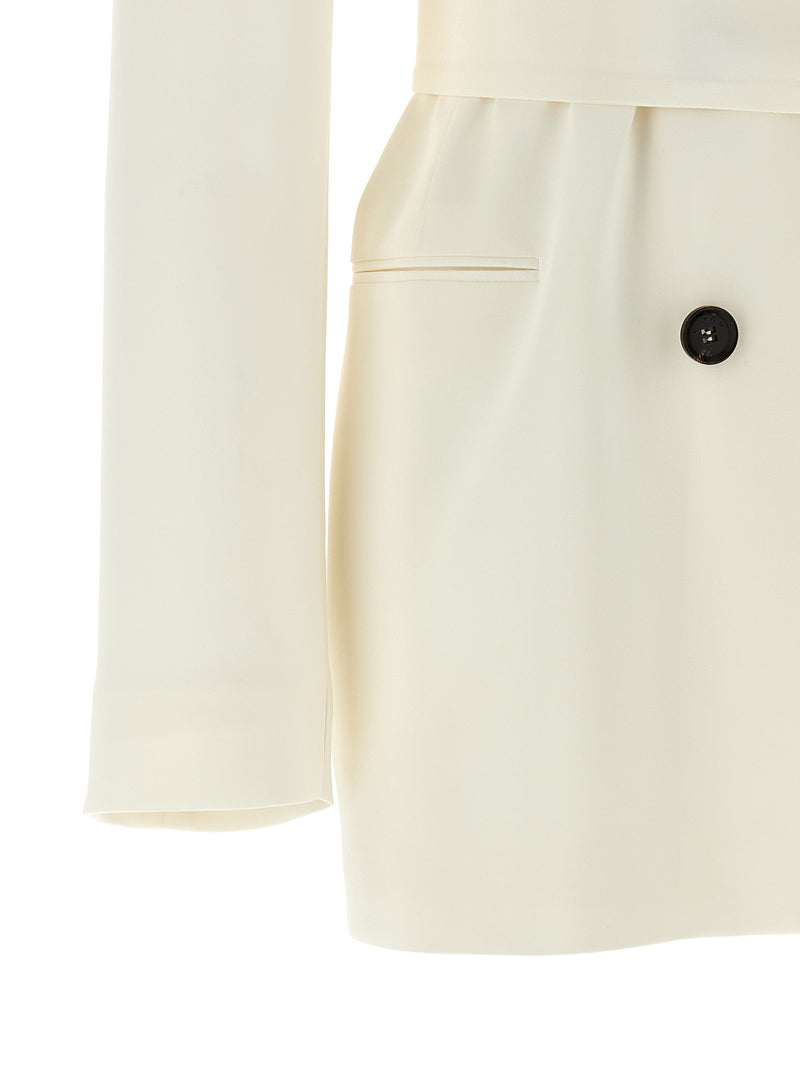 Kiton White Silk Blazer - Elegant Double-Breasted Design