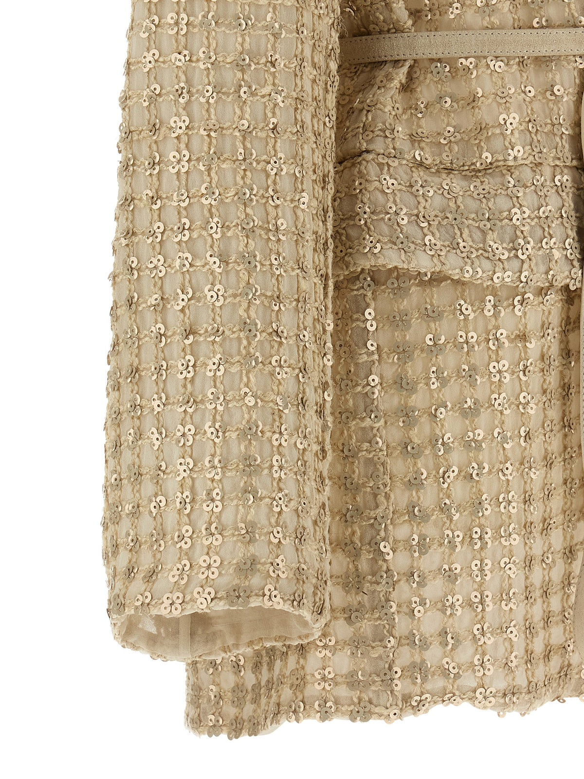 Brunello Cucinelli Beige Silk Blazer with Embroidery