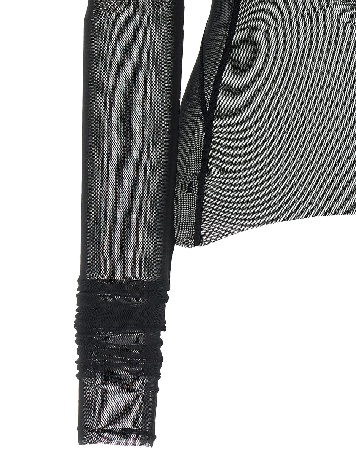 Rick Owens Temple Top Black Nylon Cardigan