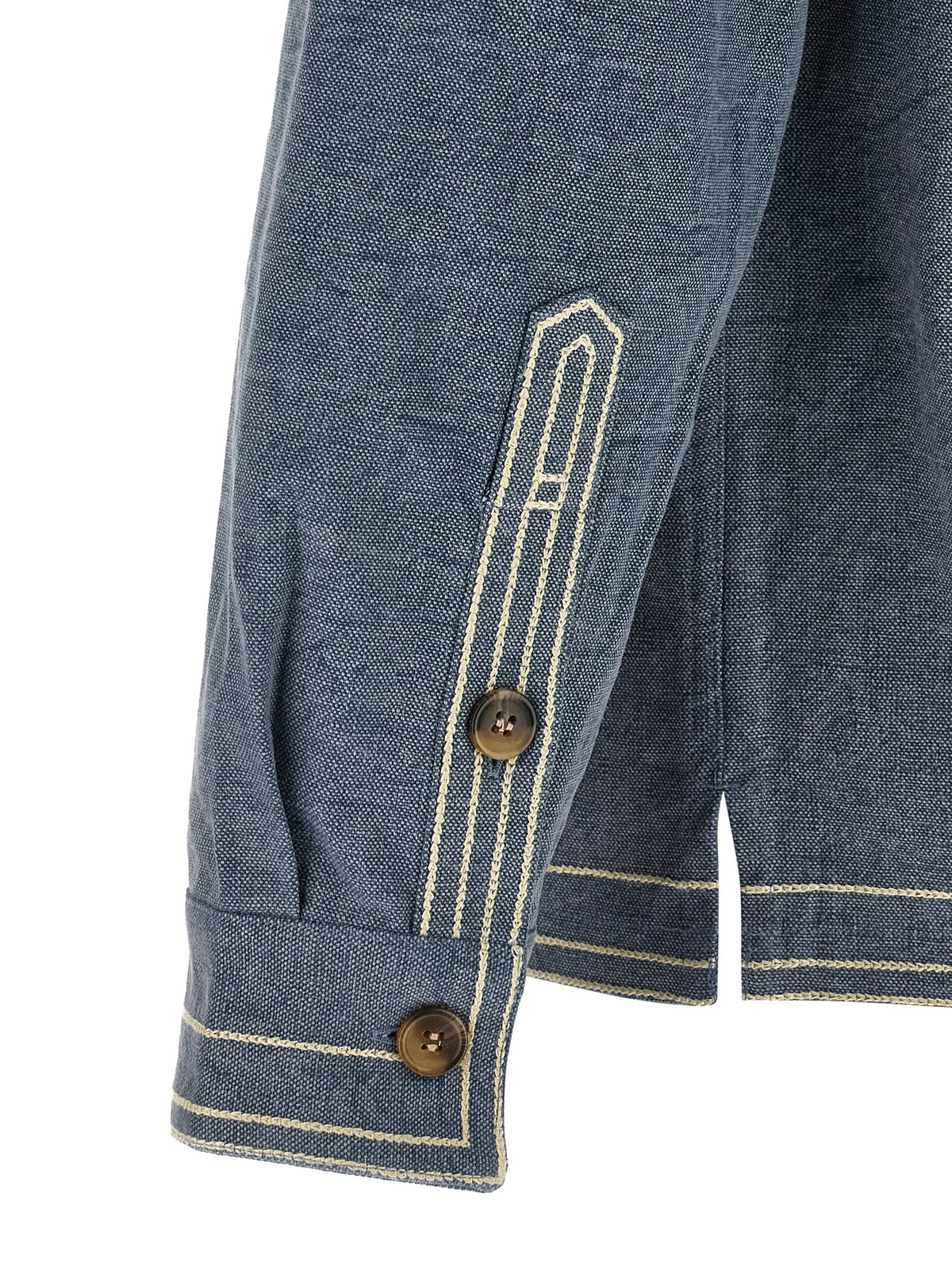 Isabel Marant Rudy Blue Cotton Blouse with Floral Embroidery