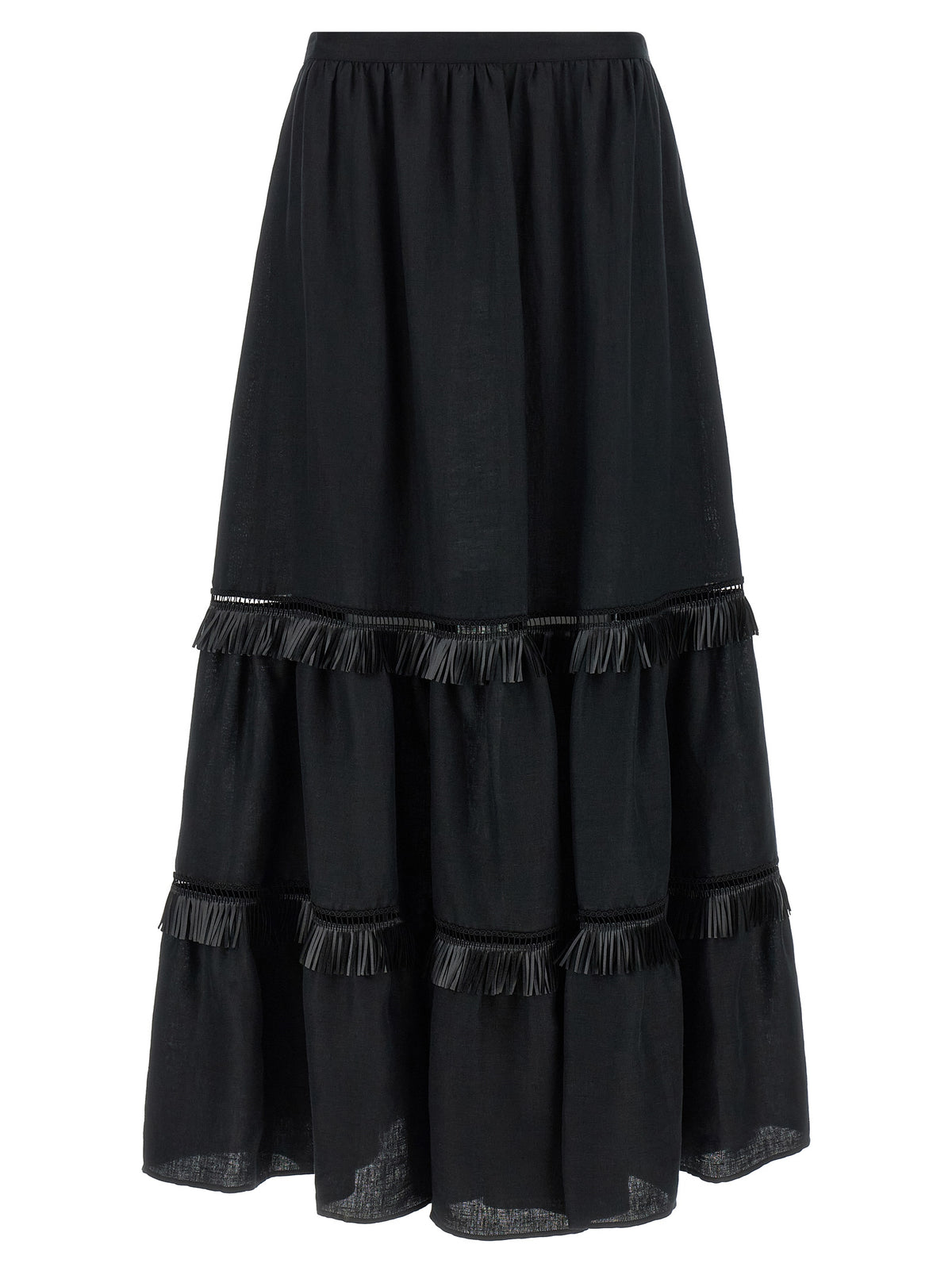 Kiton Black Linen Mini Skirt