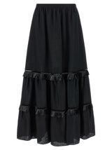 Kiton Black Linen Mini Skirt