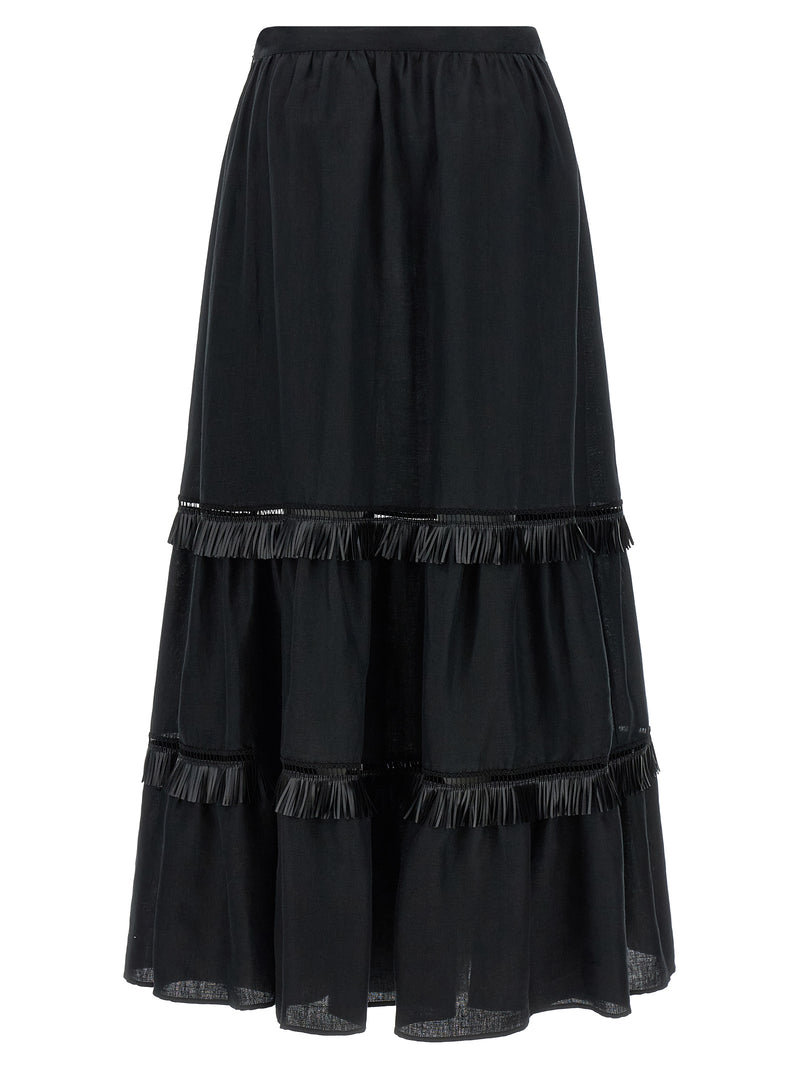 Kiton Black Linen Mini Skirt