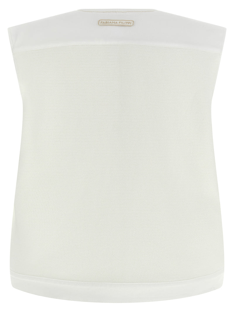 Fabiana Filippi White Cotton Sleeveless Jacket