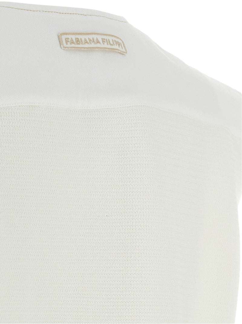 Fabiana Filippi White Cotton Sleeveless Jacket