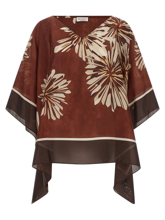 Chemisier en soie Bordeaux Brunello Cucinelli