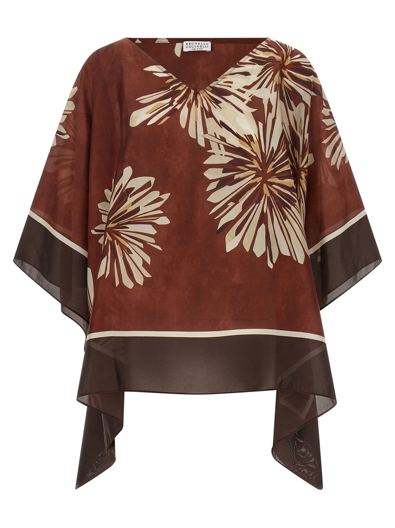Chemisier en soie Bordeaux Brunello Cucinelli