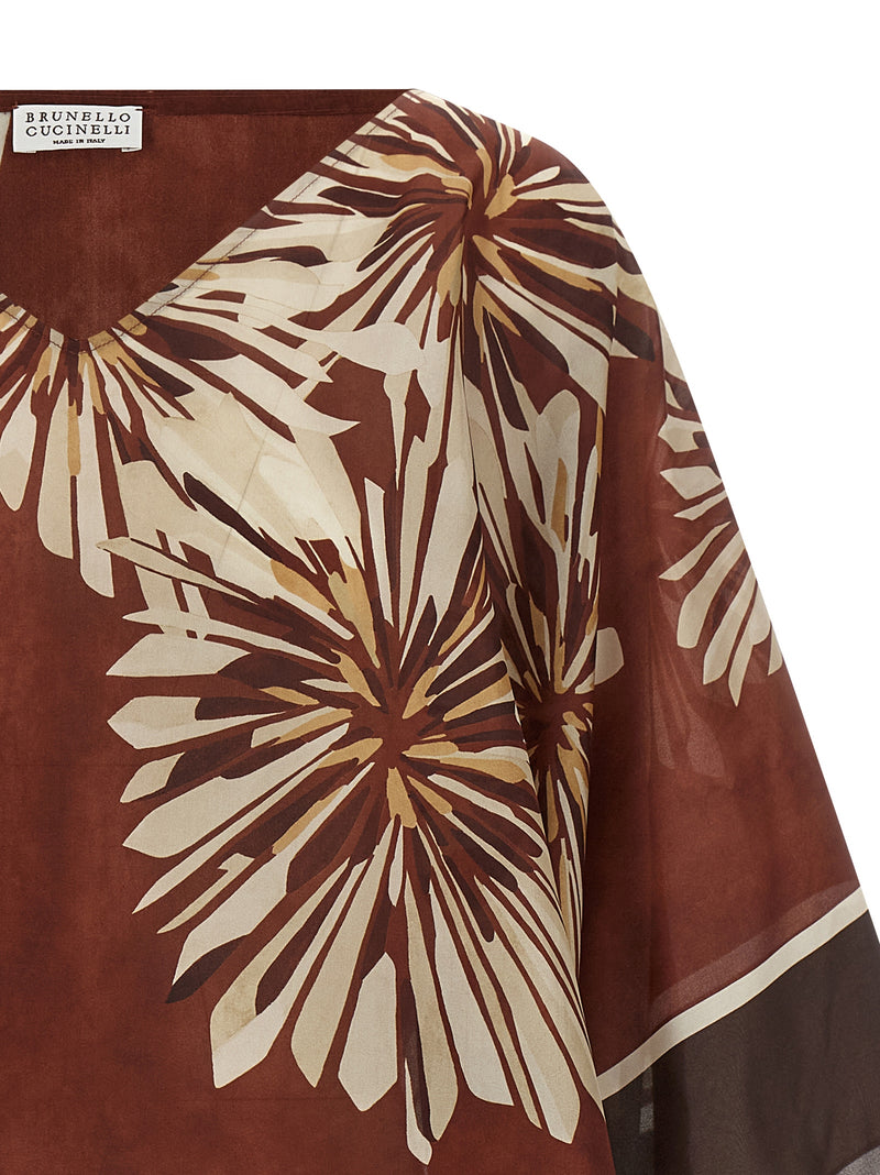 Chemisier en soie Bordeaux Brunello Cucinelli