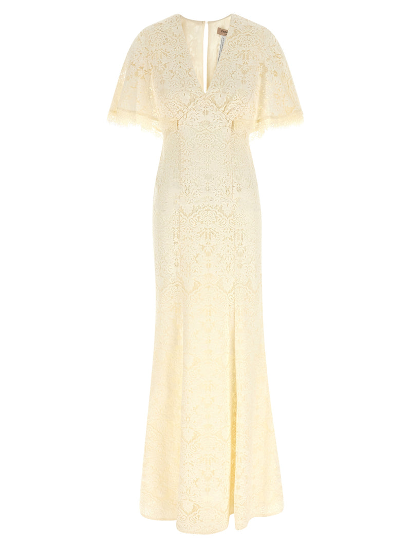 Twinset White Cotton Long Dress - Elegant Mermaid Hem