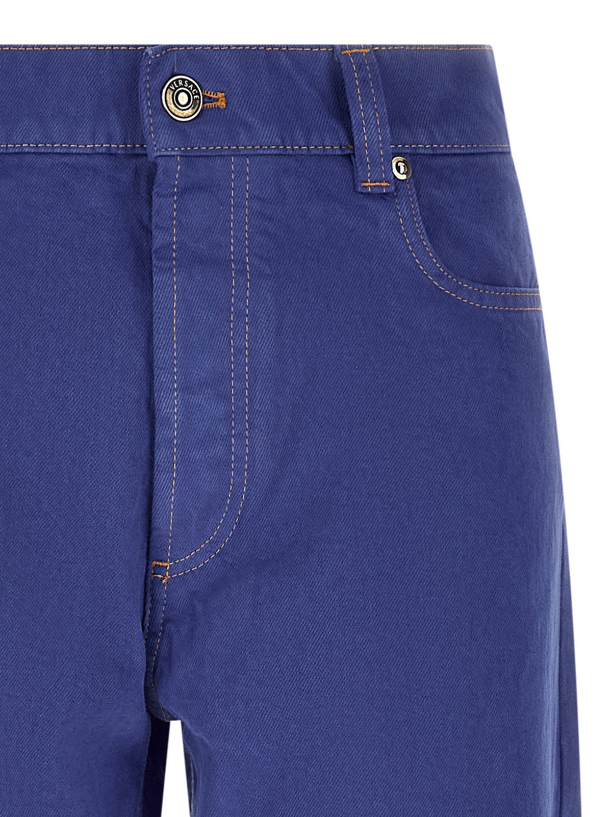 Versace Blue Cotton Straight-Leg Jeans for Women