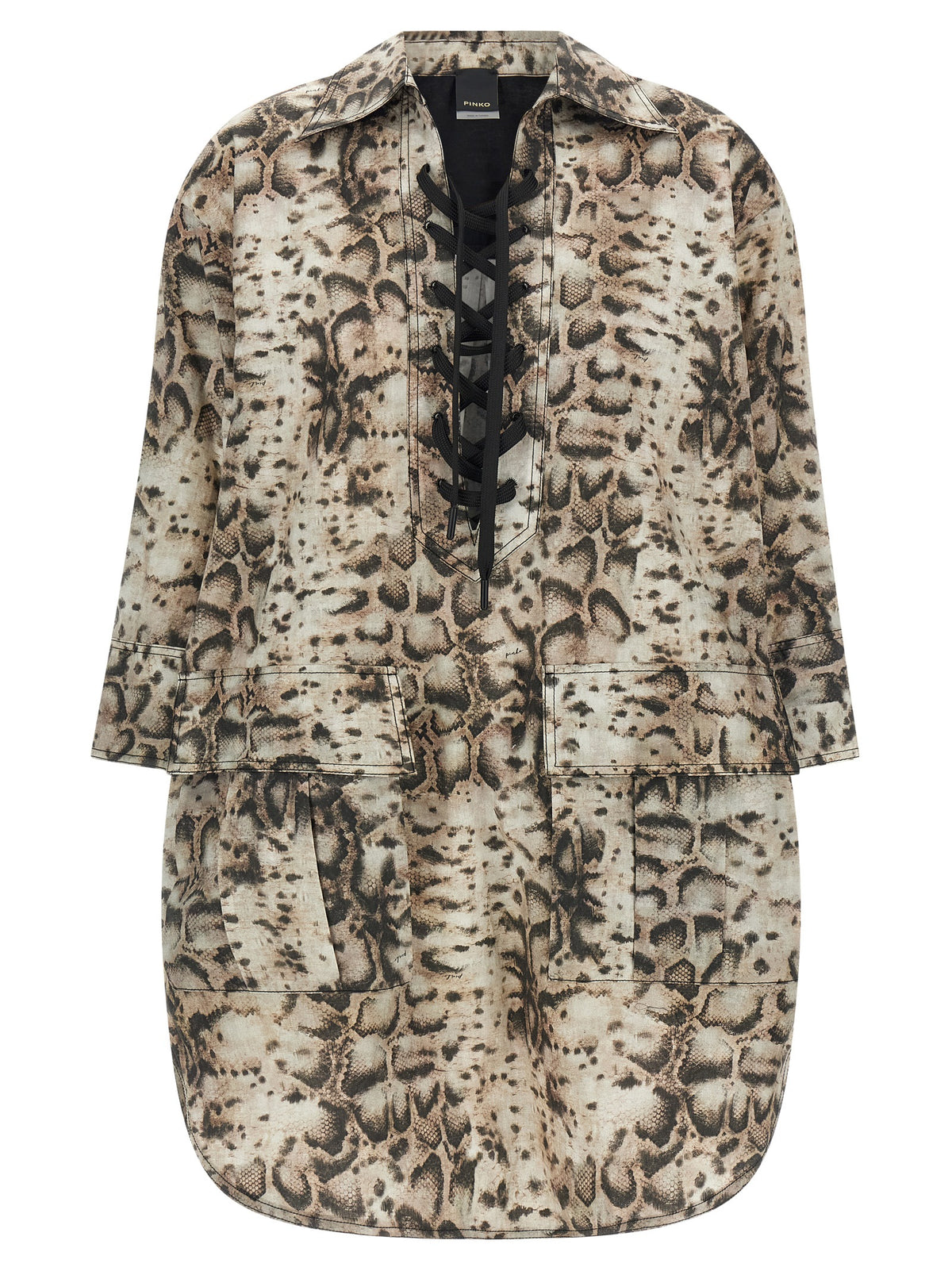 Robe Courte en Coton Grise PINKO