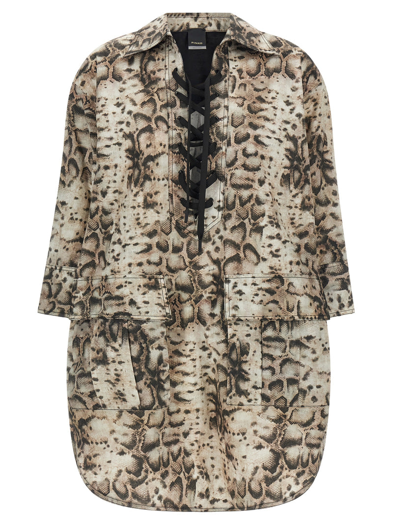 Robe Courte en Coton Grise PINKO