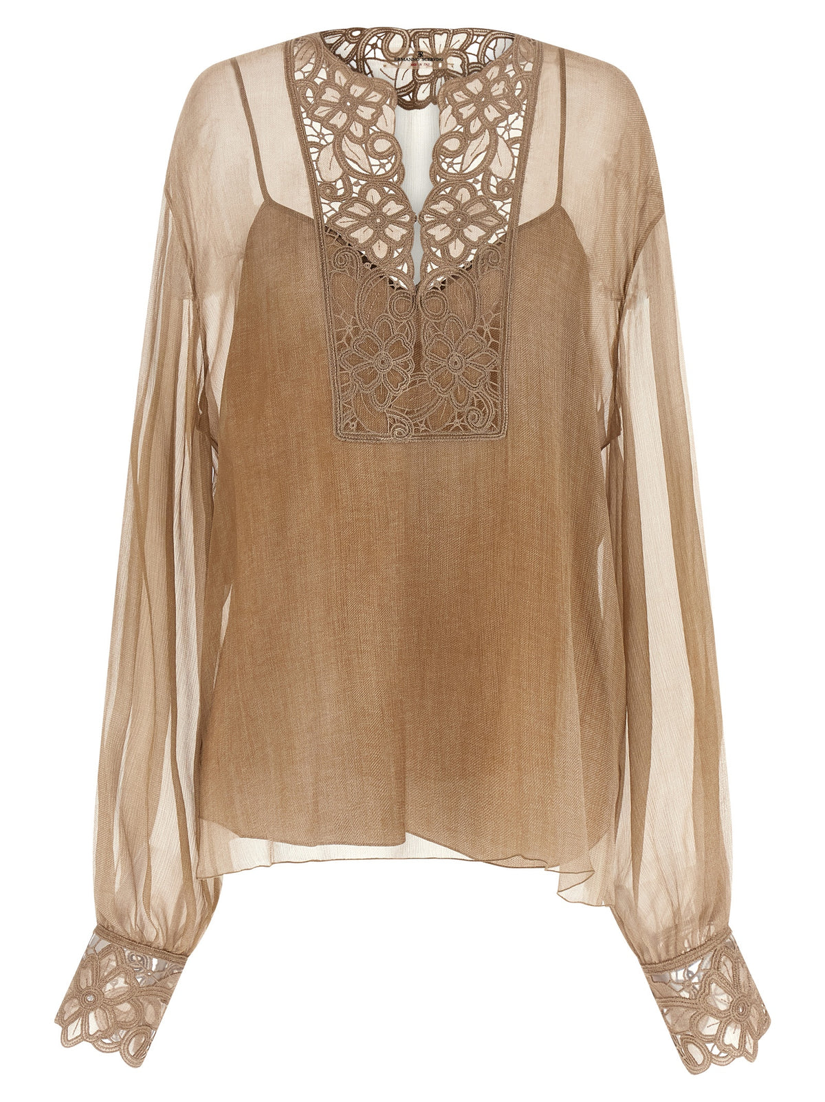 Ermanno Scervino Beige Silk Blouse - Elegant Caftan Style