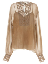 Ermanno Scervino Beige Silk Blouse - Elegant Caftan Style