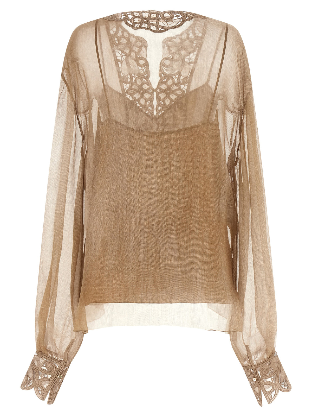 Ermanno Scervino Beige Silk Blouse - Elegant Caftan Style