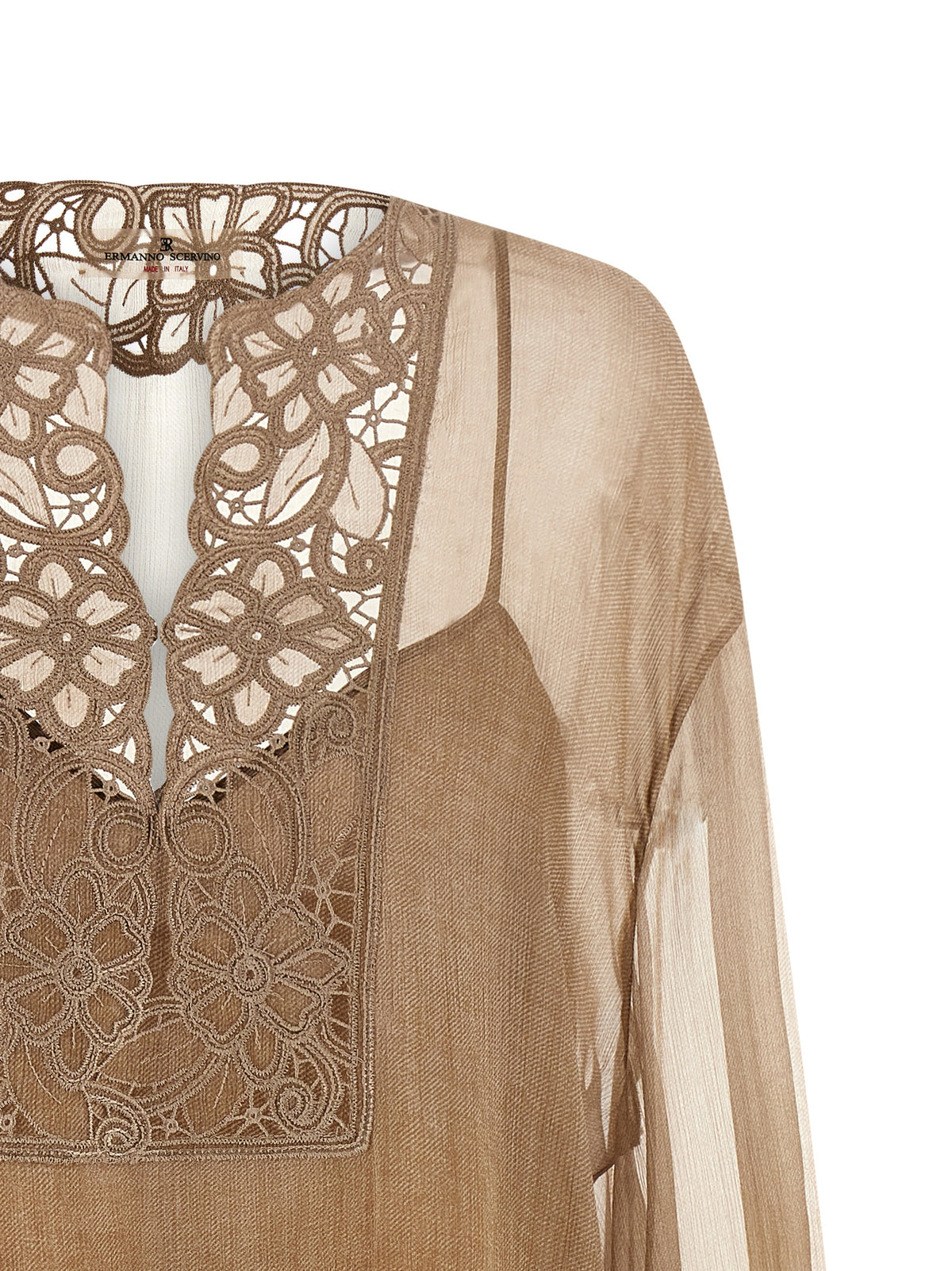 Ermanno Scervino Beige Silk Blouse - Elegant Caftan Style