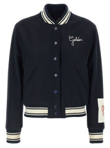 Bomber en laine vierge bleue Golden Goose