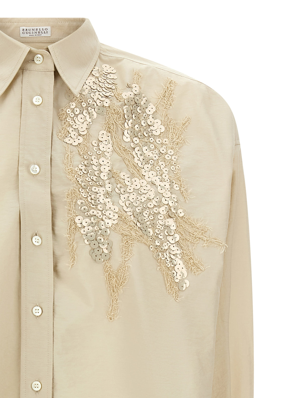 Chemisier en coton beige Brunello Cucinelli