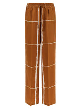 Pantalon décontracté en soie marron Kiton
