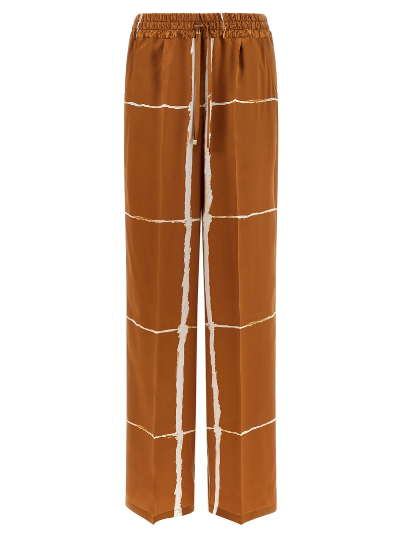Pantalon décontracté en soie marron Kiton
