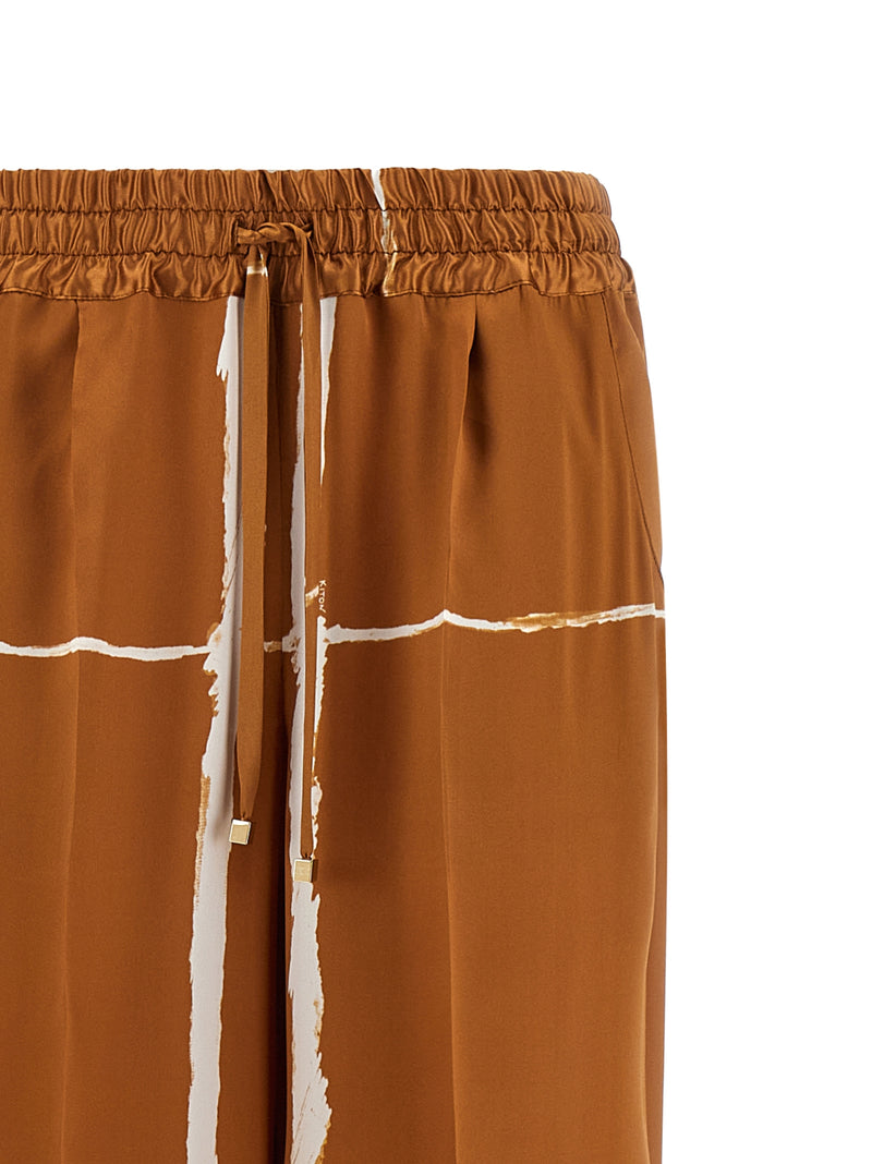 Pantalon décontracté en soie marron Kiton