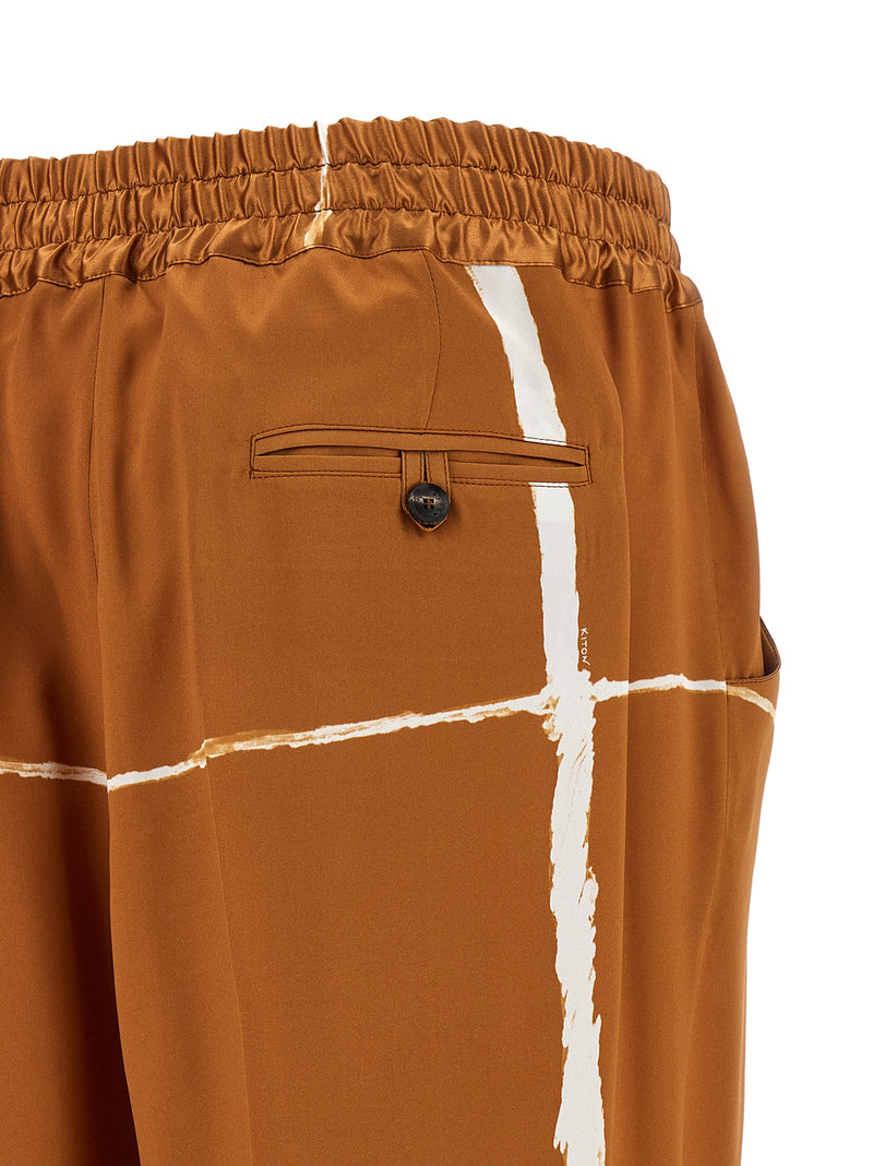 Pantalon décontracté en soie marron Kiton