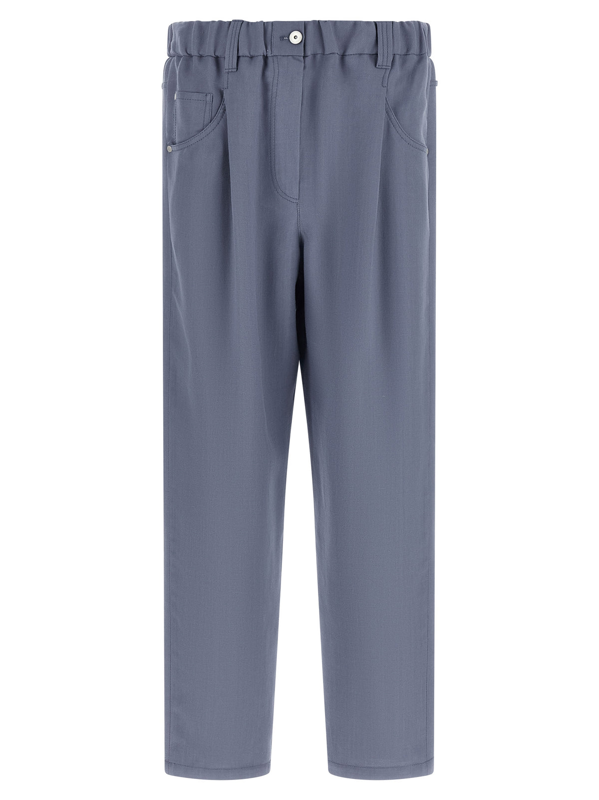 Pantalon décontracté en viscose bleu Brunello Cucinelli